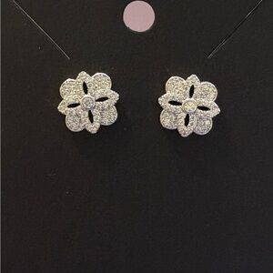 Pretty Bird White Gold Pave Floral Earrings